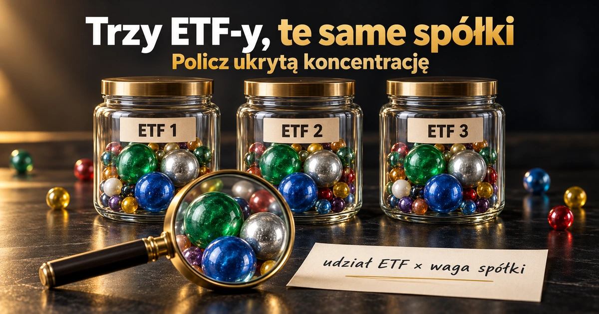 Trzy słoiki z kulkami symbolizującymi spółki